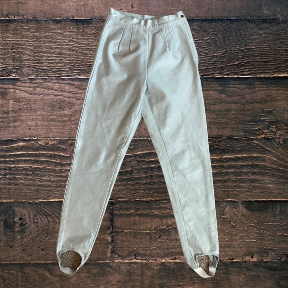 David David High-Waisted Silver Metallic Stirrup Pants Women’s Size 4.